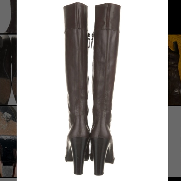 Balenciaga knee high heeled brown leather boots - Picture 7 of 8